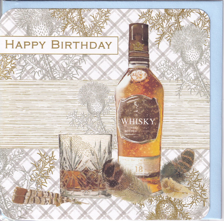 Bottle Of Scotch Whisky Happy Birthday Card - Nigel Quiney