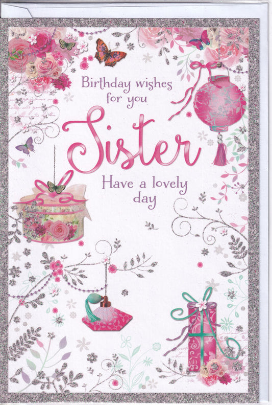 Sister Have A Lovely Day Birthday Wishes Card - Simon Elvin
