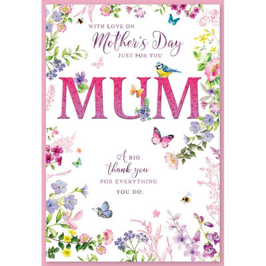 Just For You Mum With Love On Mother's Day Card