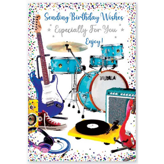 Musical Instruments Sending Birthday Wishes Card - Simon Elvin