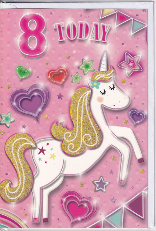 8 Today Unicorn Birthday Card - Simon Elvin