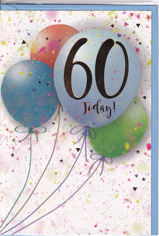 60 Today! Balloons Birthday Card - Simon Elvin
