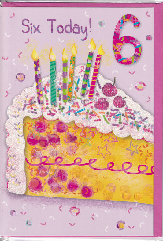 6 Today! Birthday Cake Card - Simon Elvin
