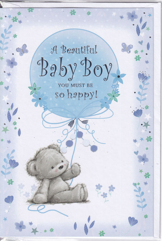 A Beautiful Baby Boy You Must Be So Happy! Card - Simon Elvin