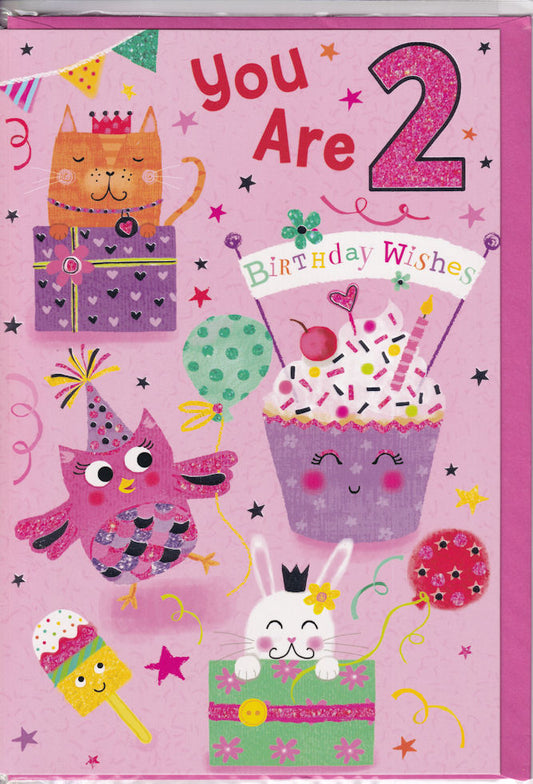 You Are 2 Birthday Wishes Girl Card - Simon Elvin