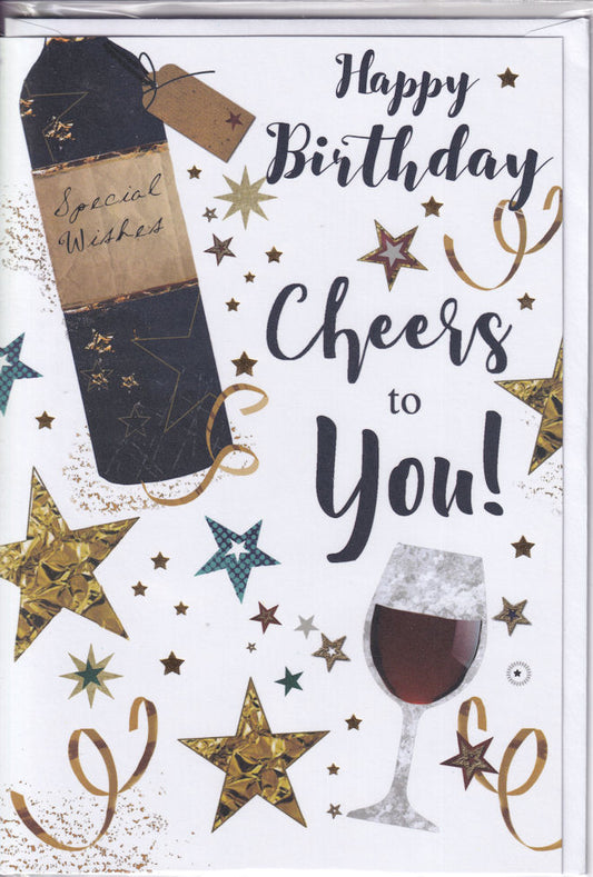 Wine Cheers To You! Happy Birthday Card - Simon Elvin