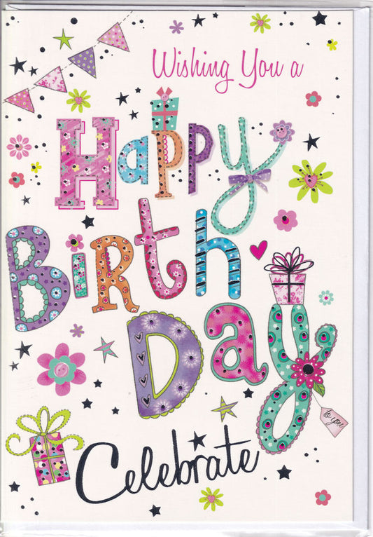 Celebrate Wishing You A Happy Birthday Card - Simon Elvin