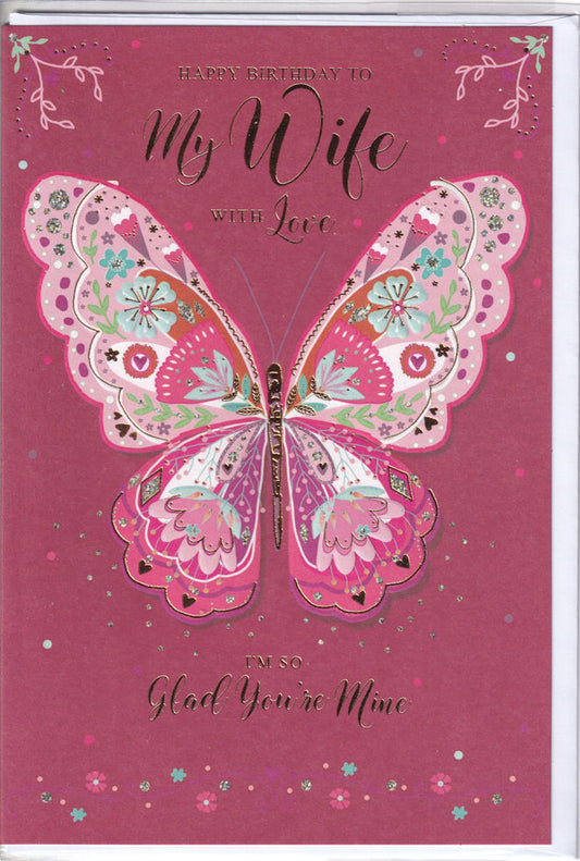 To My Wife With Love Happy Birthday Card - Simon Elvin
