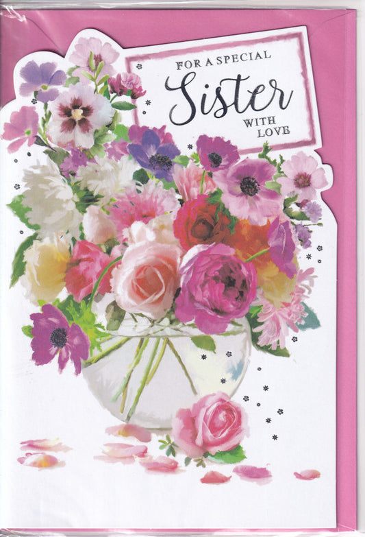 For A Special Sister With Love Birthday Card - Simon Elvin