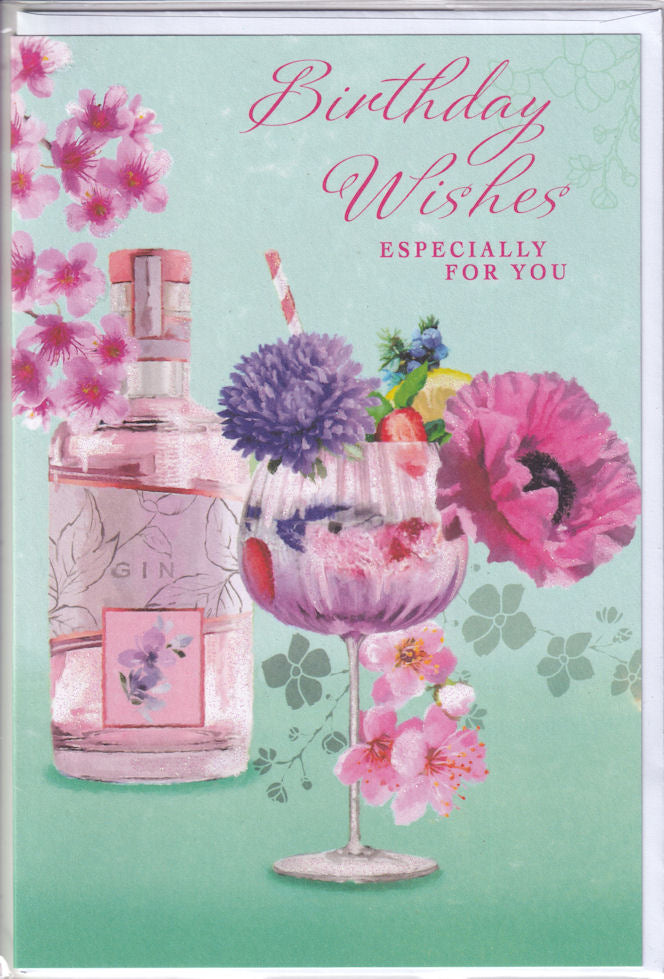 Gin Flowers Birthday Card - Simon Elvin