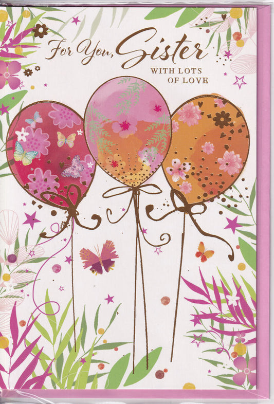 For You Sister With Lots Of Love Birthday Card - Simon Elvin