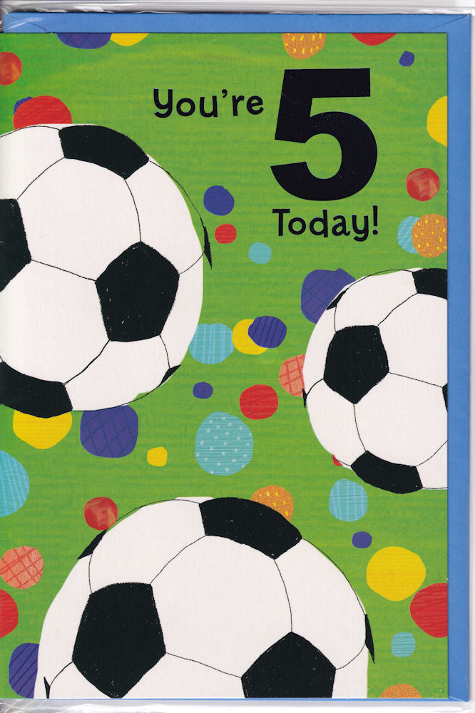 Football You're 5 Today! Birthday Card - Simon Elvin