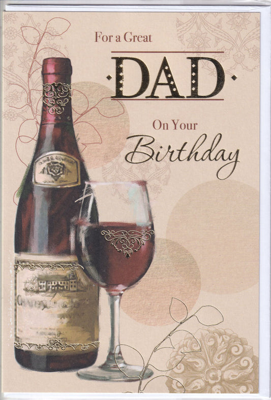 Wine For A Great Dad Birthday Card - Simon Elvin