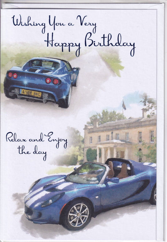 Sports Cars Birthday Card male man for him Simon Elvin 7" x 5"