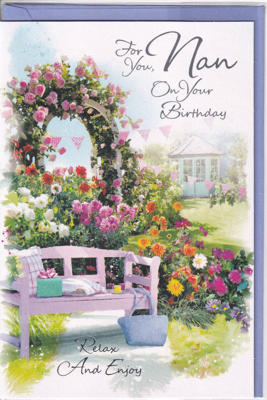 Nan On Your Birthday Garden Card - Simon Elvin