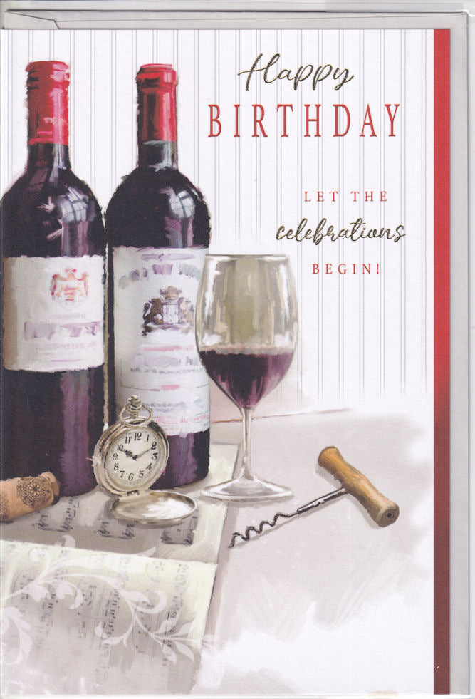 Wine Celebrations Male Happy Birthday Card - Simon Elvin