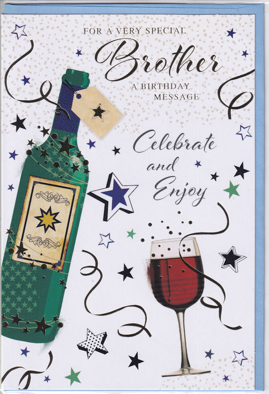 Wine For A Very Special Brother Birthday Card - Simon Elvin