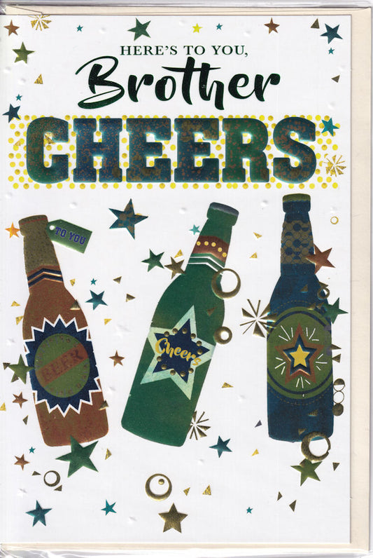 Beers Cheers To You Brother Birthday Card - Simon Elvin