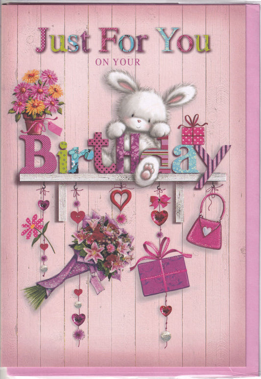 Bunny Just For You On Your Birthday Card - Simon Elvin