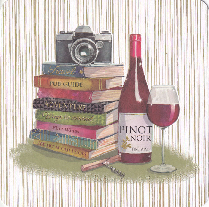Books And Red Wine Greetings Card - Nigel Quiney