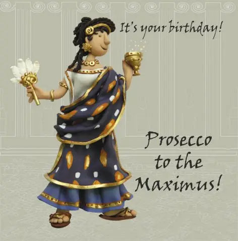 Roman Lady Prosecco Historical Birthday Card - Holy Mackerel