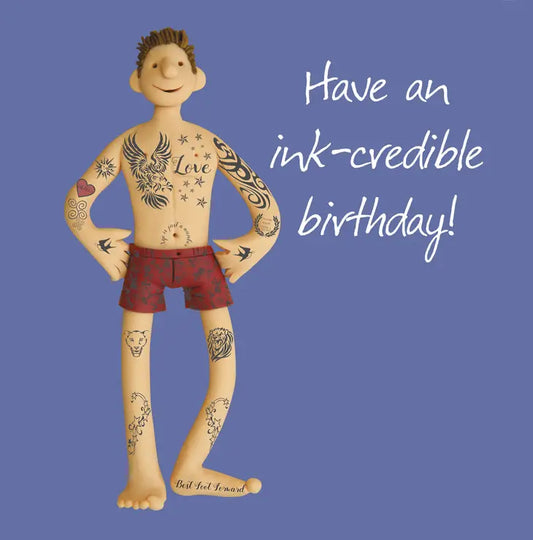 Male Tattoos Have An Ink-credible Birthday! Card - Holy Mackerel