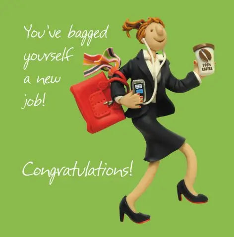 Female You've Bagged Yourself A New Job! Congratulations! Card - Holy Mackerel