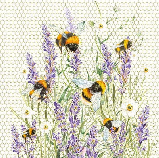 Lavender Bees Greeting Card - Nigel Quiney