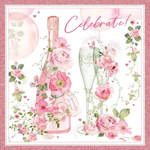 Pink Champagne Celebrate! Card - Nigel Quiney