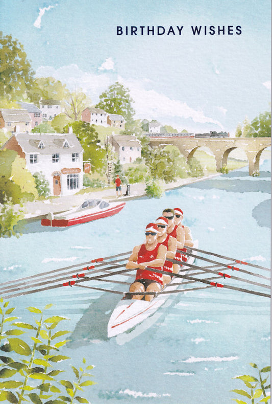Sunny Rowing On The River Birthday Wishes Card - Nigel Quiney