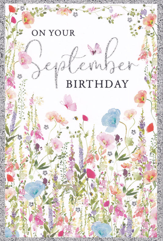 Wild Meadow Flowers On Your September Birthday Card - Nigel Quiney
