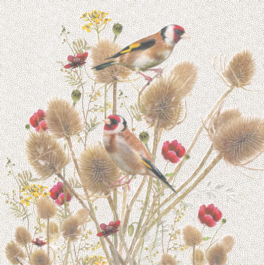 Goldfinch Birds Happy Birthday Card - Nigel Quiney