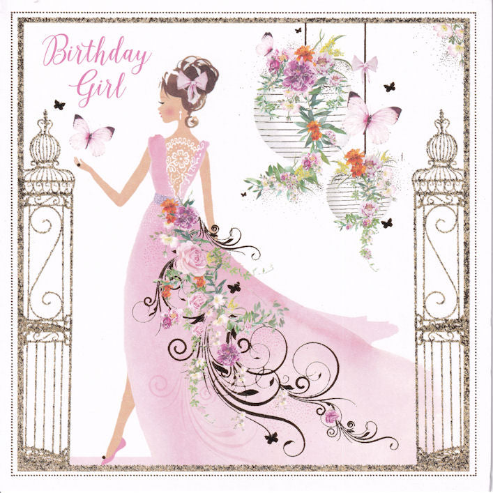 Flower Dress Birthday Girl Card - Nigel Quiney – All Greeting Cards