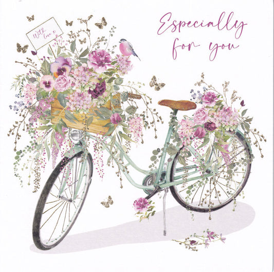 Floral Bicycle Especially For You Happy Birthday Card - Nigel Quiney