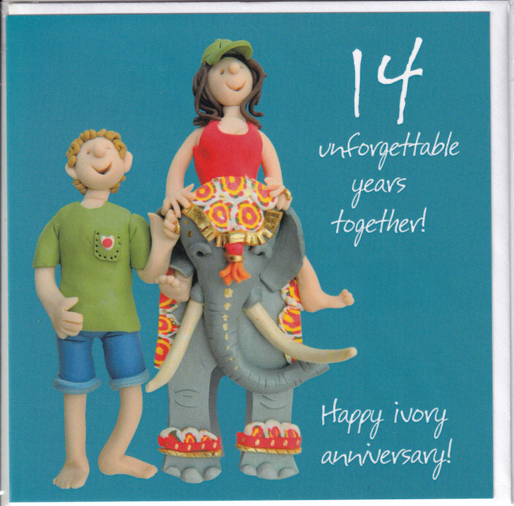 14 Unforgettable Years Together! Happy Ivory Anniversary Card - Holy Mackerel