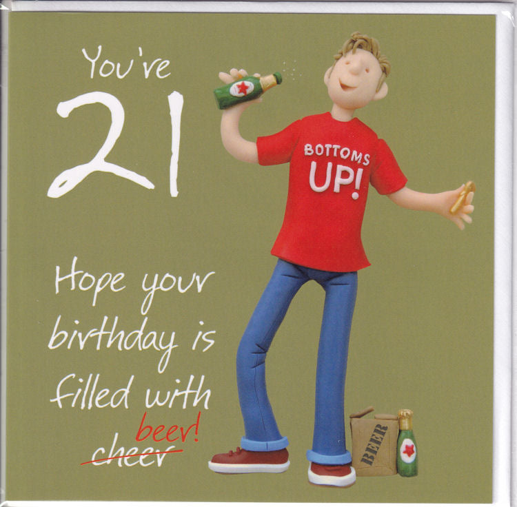 You're 21 Hope Your Birthday Is Filled With Beer! Birthday Card - Holy Mackerel