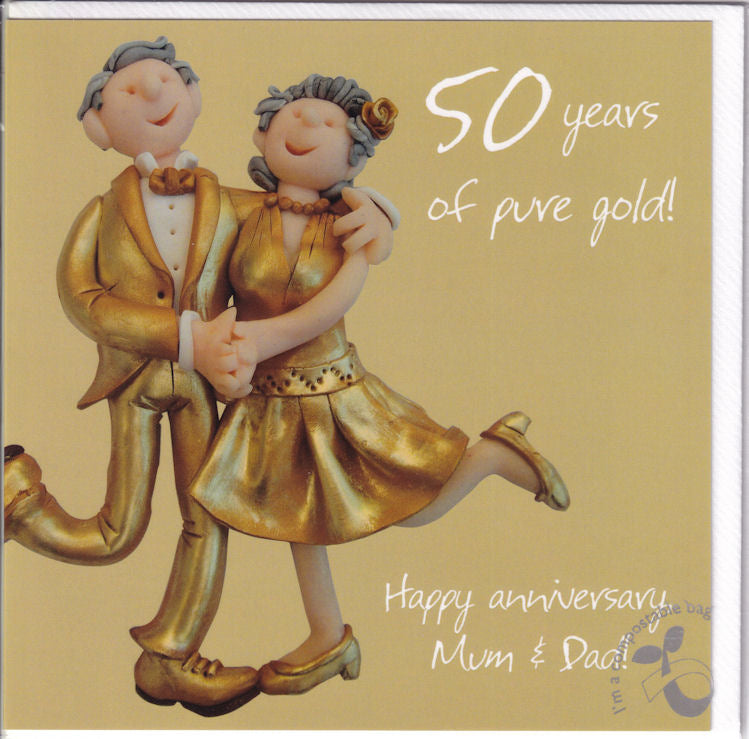 50 Years Of Pure Gold! Happy Anniversary Mum And Dad! Card - Holy Mackerel
