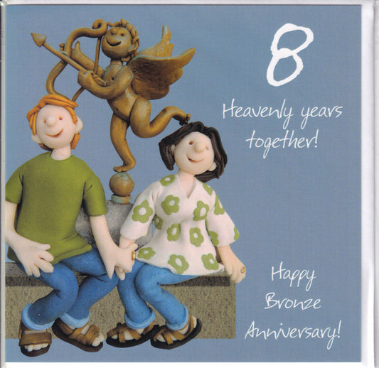 8 Heavenly Years Together! Happy Bronze Anniversary Card - Holy Mackerel