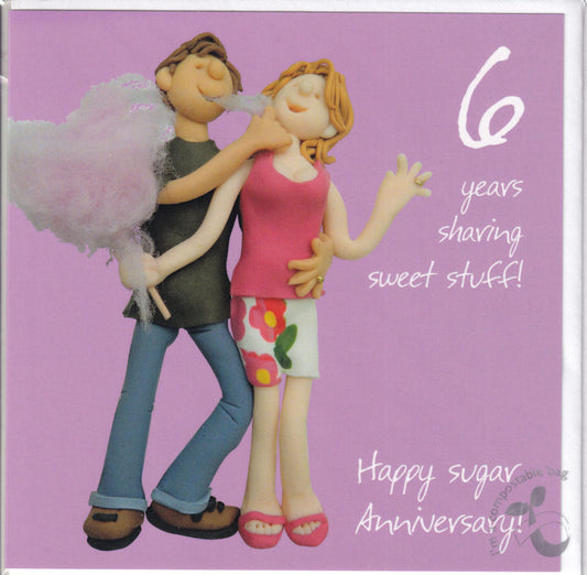 6 Years Sharing Sweet Stuff! Happy Sugar Anniversary Card - Holy Mackerel