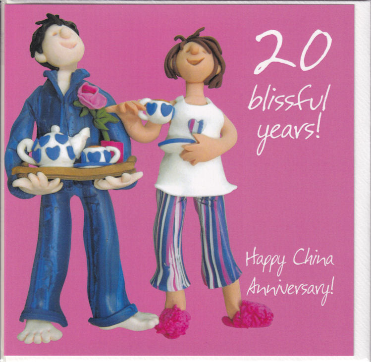 20 Blissful Years! Happy China Anniversary Card - Holy Mackerel