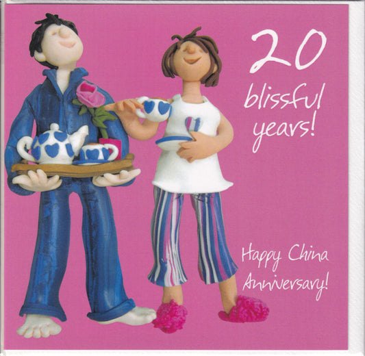 20 Blissful Years! Happy China Anniversary Card - Holy Mackerel