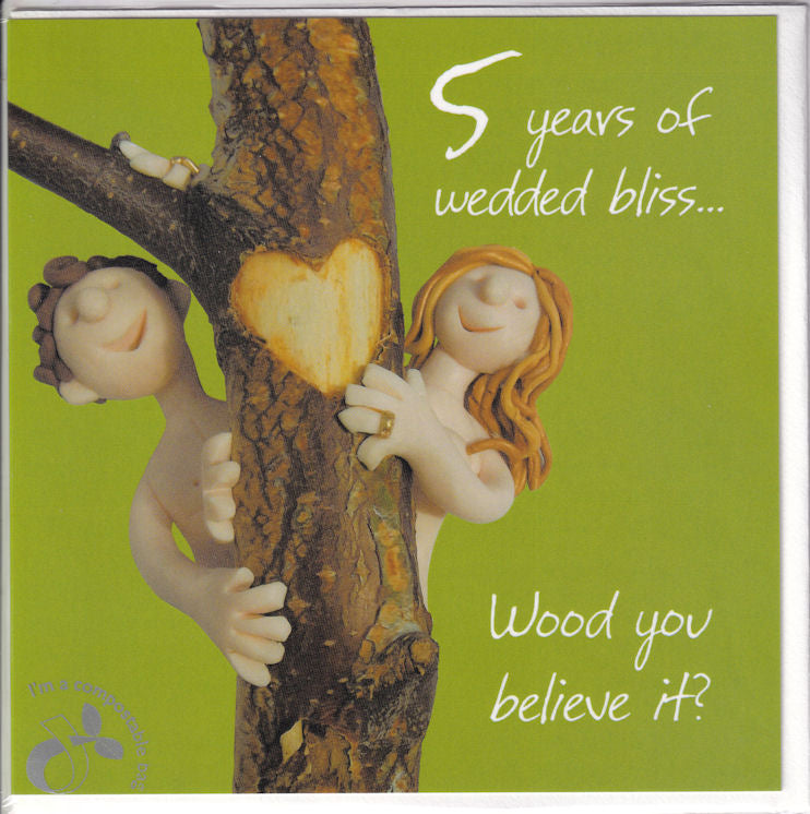 5 Years Of Wedded Bliss... Wood You Believe It? Anniversary Card - Holy Mackerel