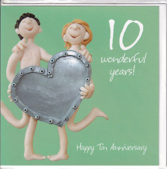 10 Wonderful Years! Happy Tin Anniversary Card - Holy Mackerel