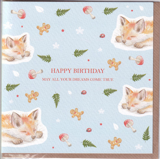 Foxes May All Your Dreams Come True Happy Birthday Card - West Country Designs