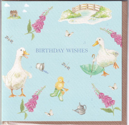 Ducks Birthday Wishes Birthday Card - West Country Designs