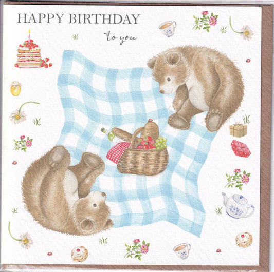 Bears Picnic Happy Birthday To You Card - West Country Designs