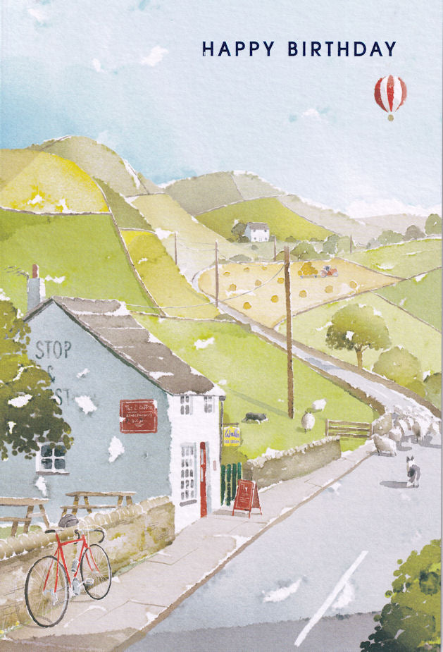 Stop And Rest Countryside Cafe Happy Birthday Card - Nigel Quiney