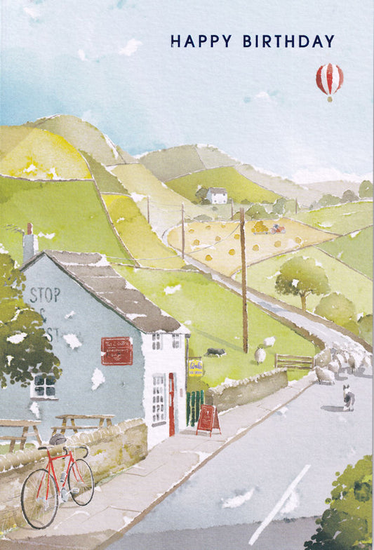 Stop And Rest Countryside Cafe Happy Birthday Card - Nigel Quiney