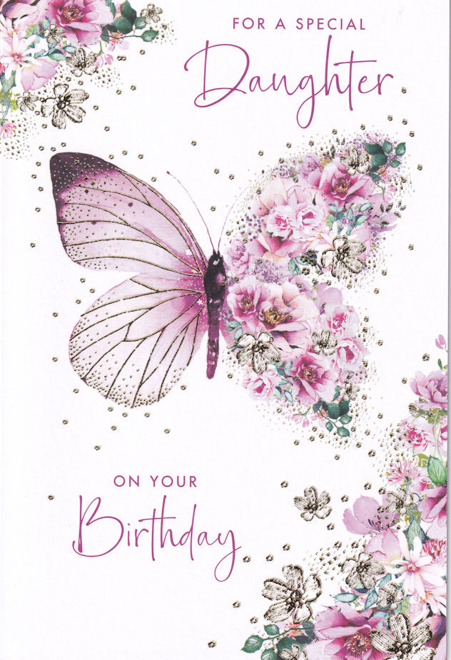 Butterfly Flowers For A Special Daughter On Your Birthday Card - Nigel Quiney