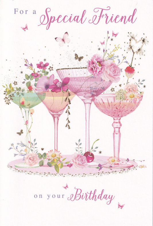 Floral Cocktails For A Special Friend On Your Birthday Card - Nigel Quiney